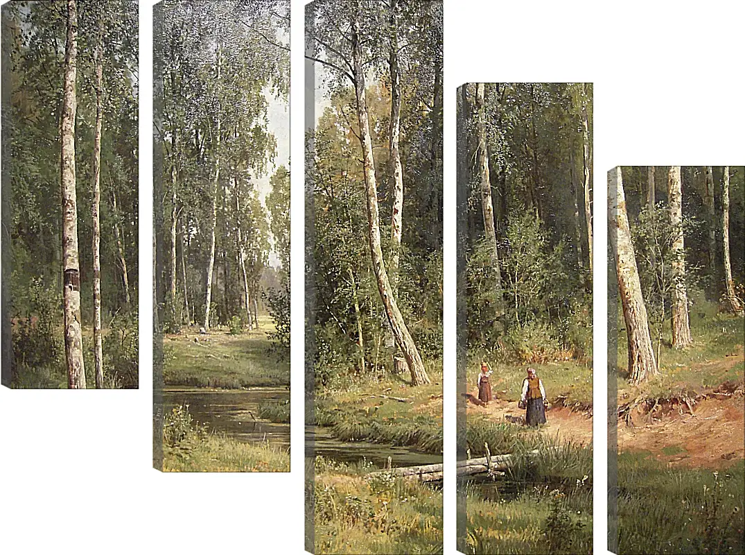 Модульная картина - Ручей в берёзовом лесу. Иван Шишкин
