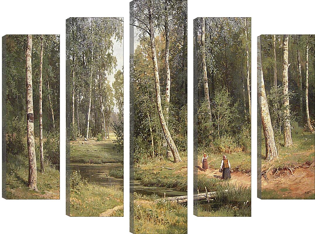 Модульная картина - Ручей в берёзовом лесу. Иван Шишкин
