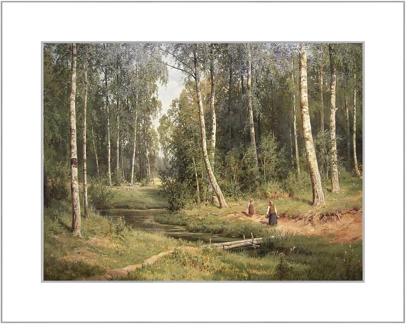Картина в раме - Ручей в берёзовом лесу. Иван Шишкин