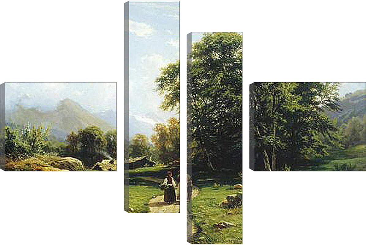Модульная картина - Швейцарский пейзаж. Иван Шишкин
