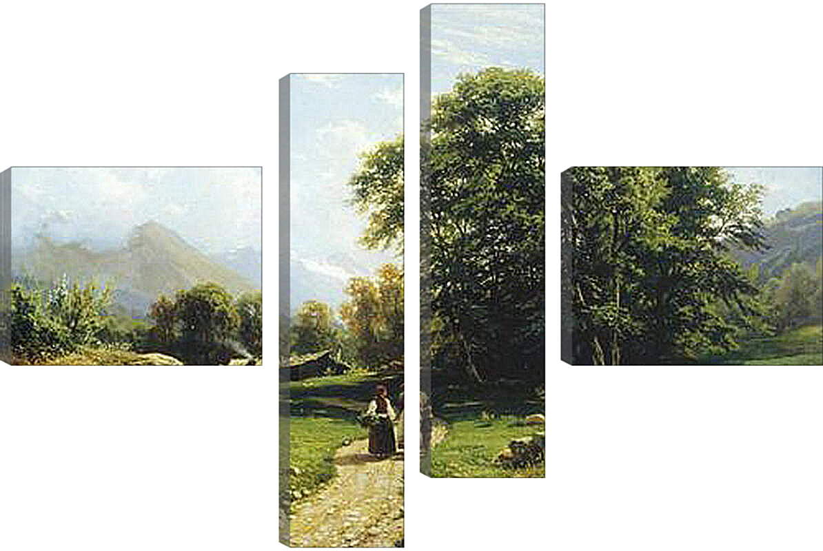 Модульная картина - Швейцарский пейзаж. Иван Шишкин
