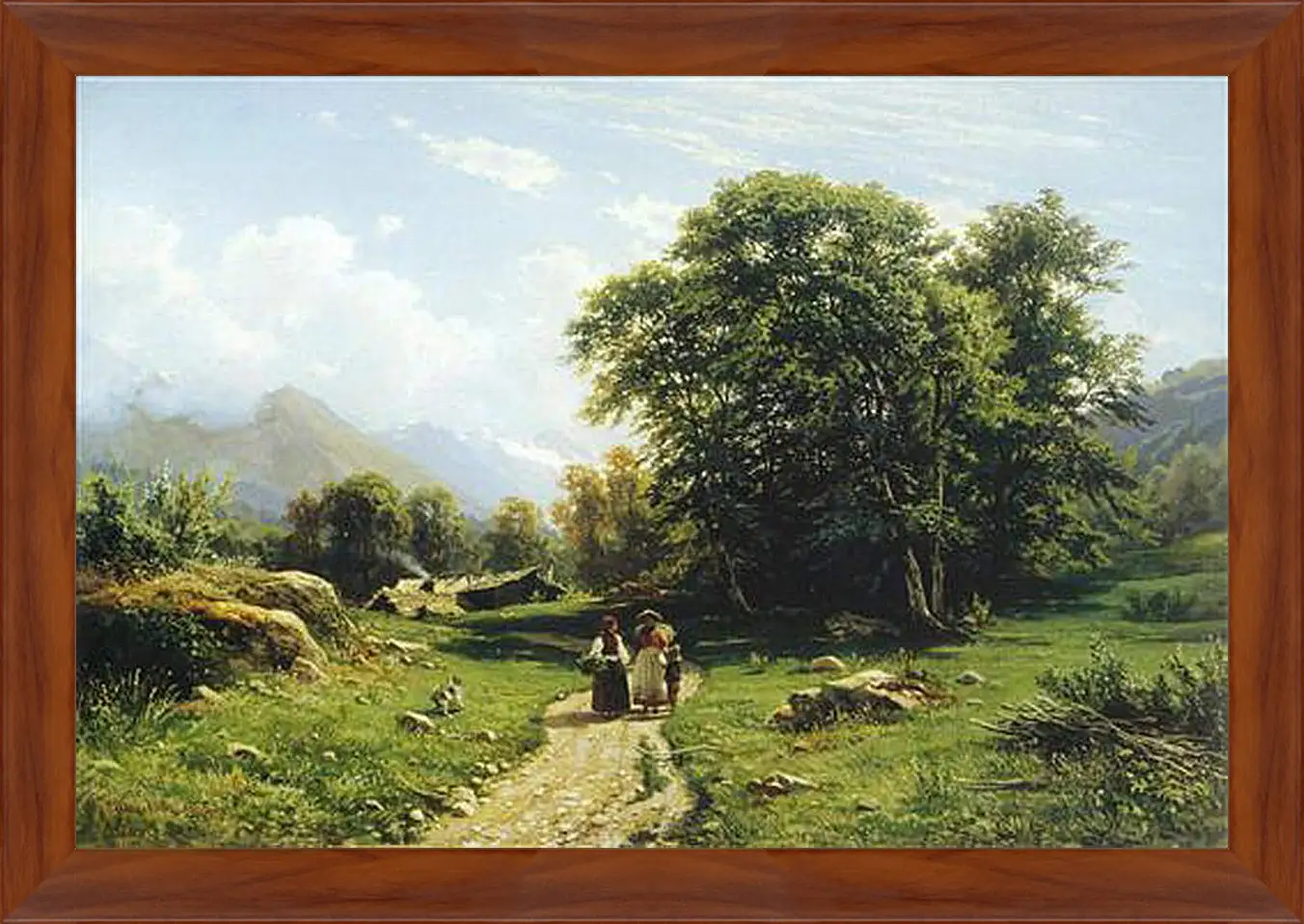 Картина в раме - Швейцарский пейзаж. Иван Шишкин