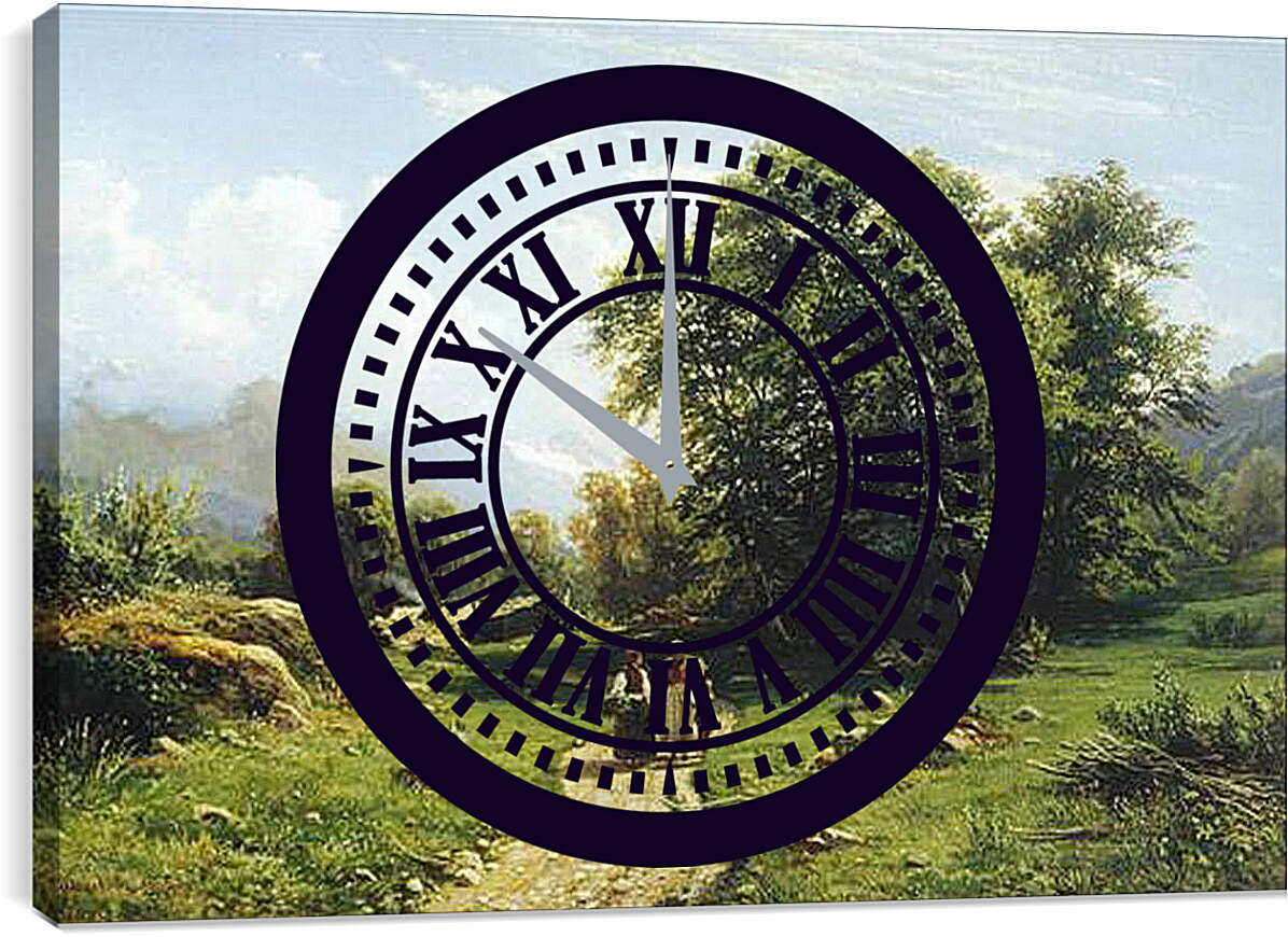 Часы картина - Швейцарский пейзаж. Иван Шишкин
