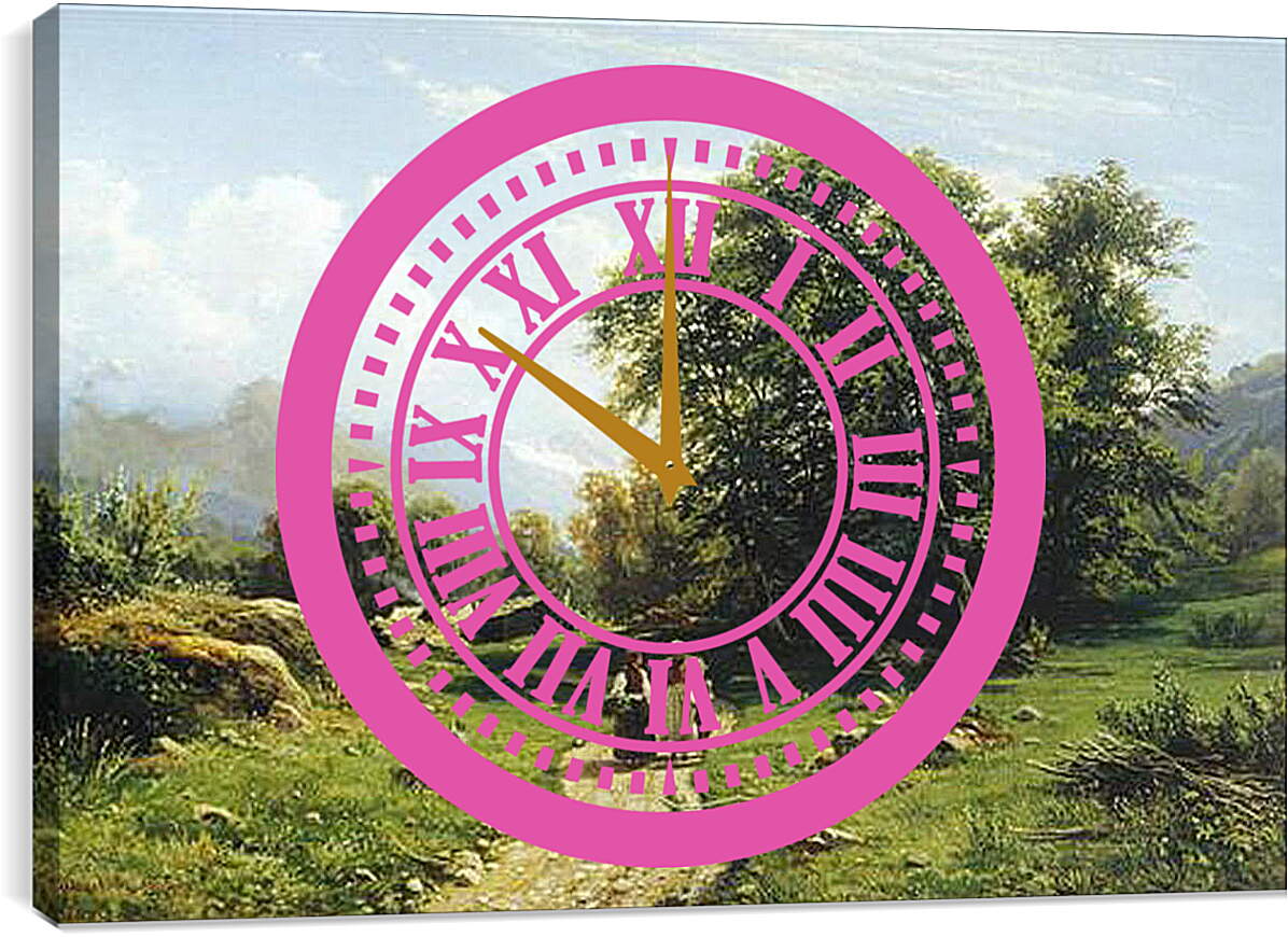 Часы картина - Швейцарский пейзаж. Иван Шишкин
