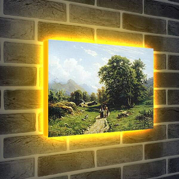 Лайтбокс световая панель - Швейцарский пейзаж. Иван Шишкин
