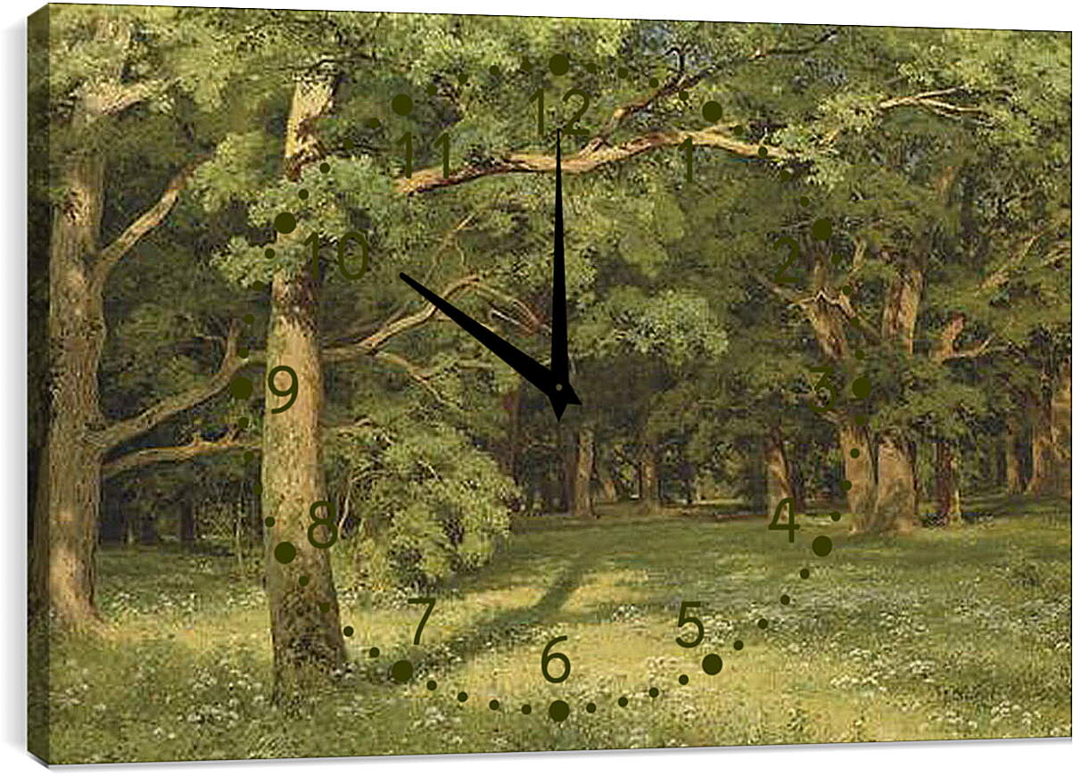 Часы картина - Лесная поляна. Иван Шишкин
