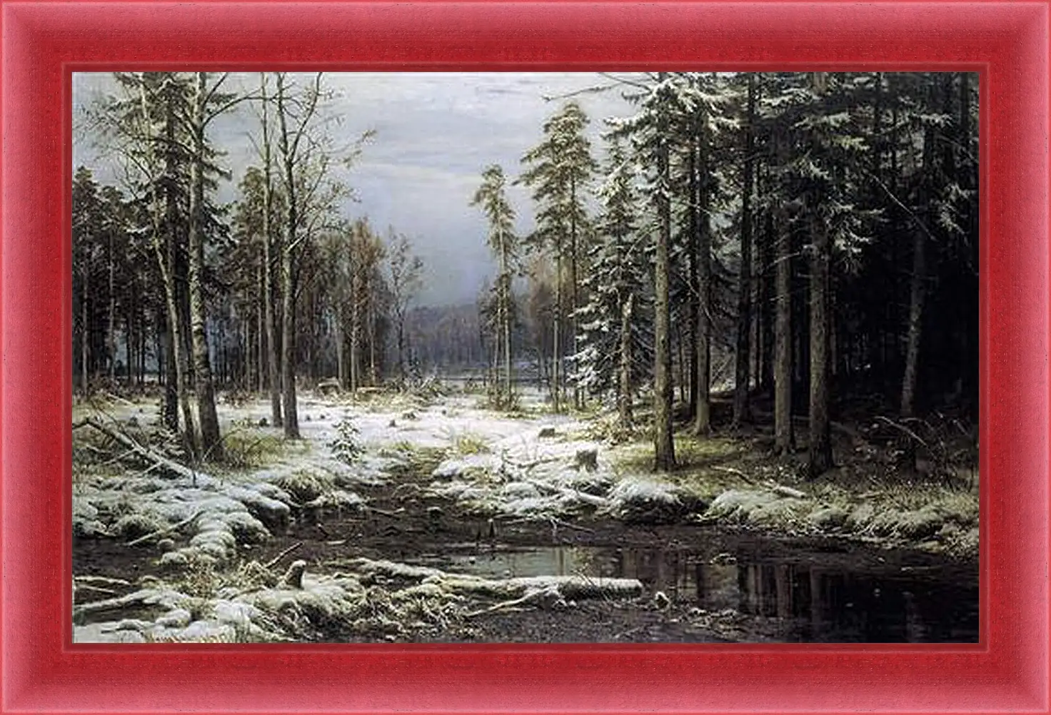 Картина в раме - Первый Снег. Иван Шишкин