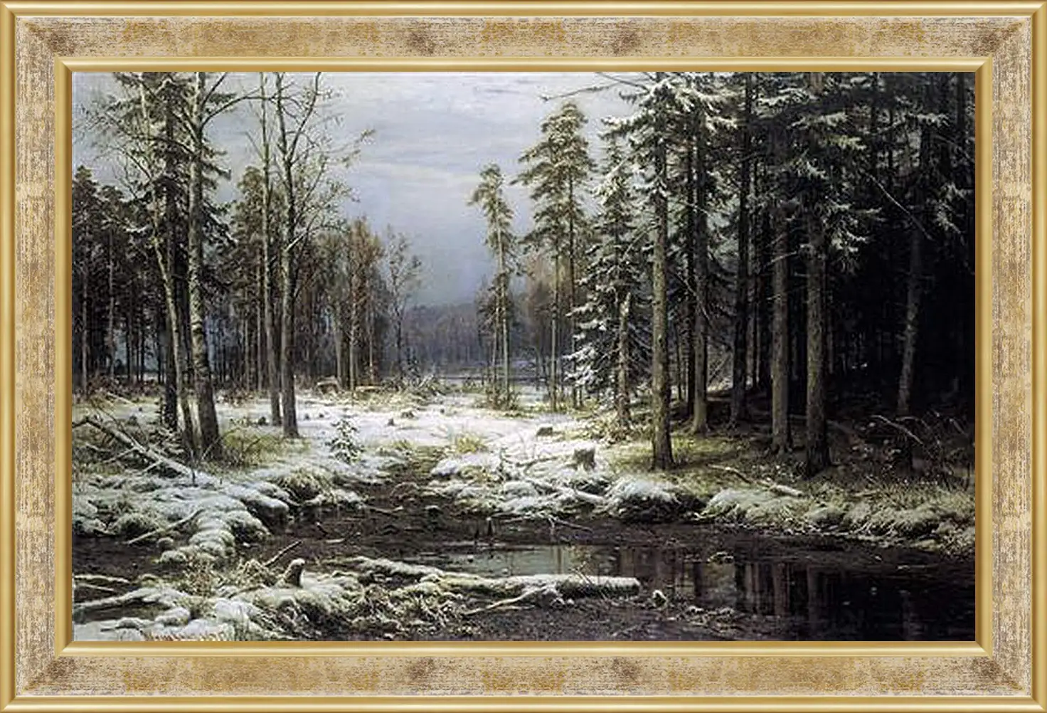 Картина в раме - Первый Снег. Иван Шишкин