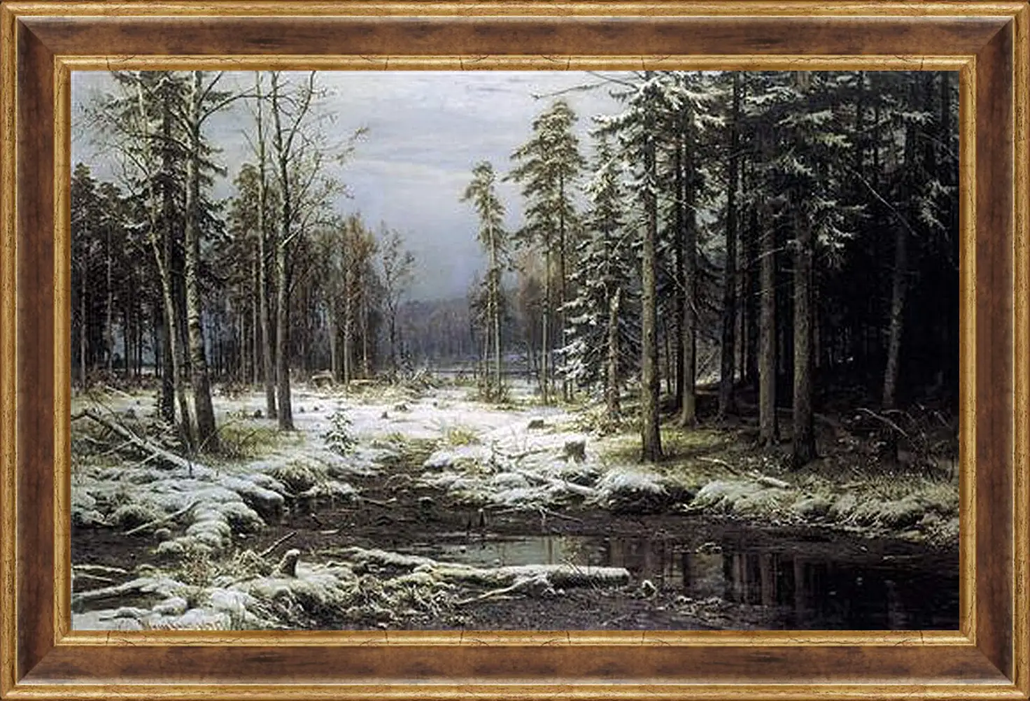 Картина в раме - Первый Снег. Иван Шишкин