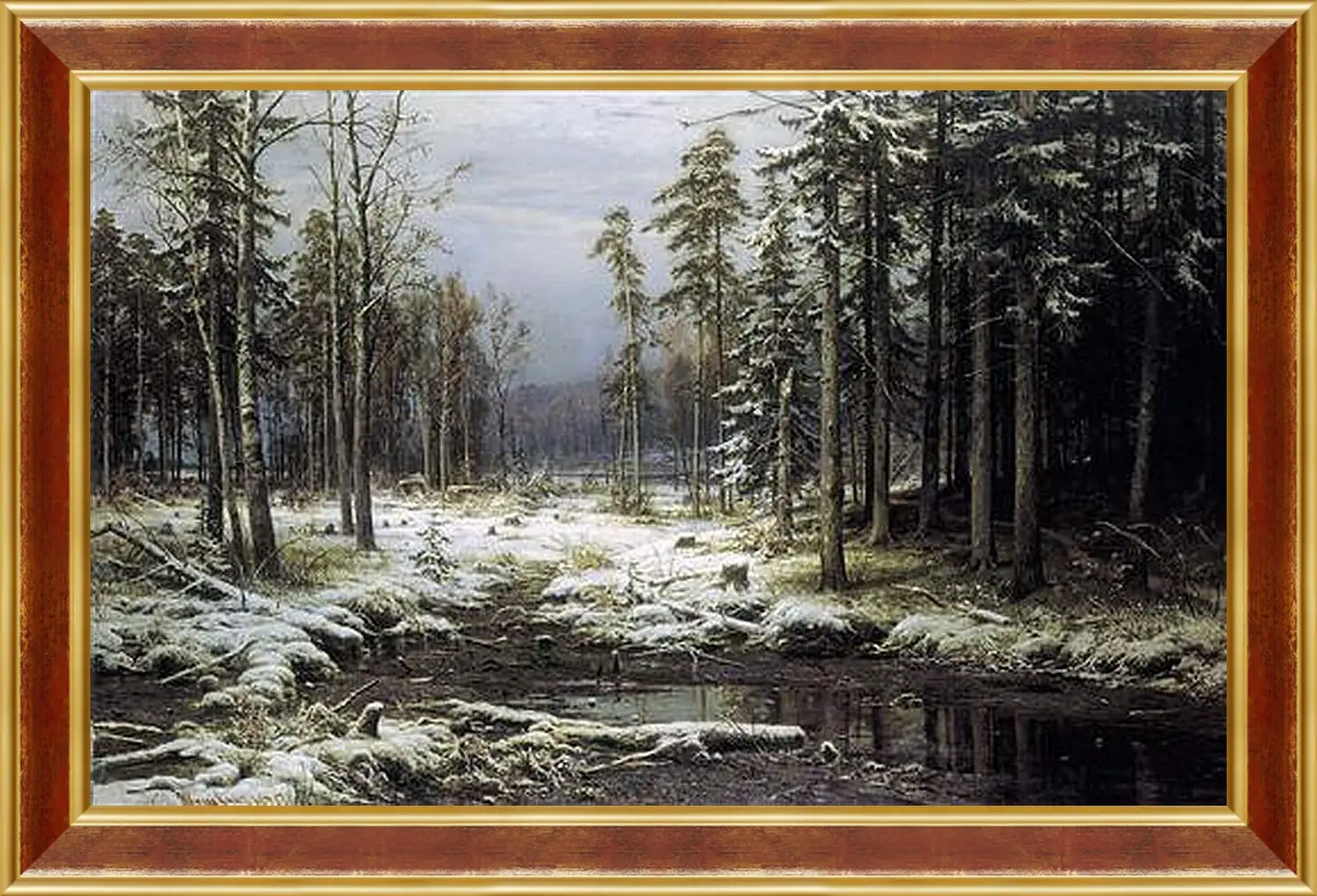 Картина в раме - Первый Снег. Иван Шишкин