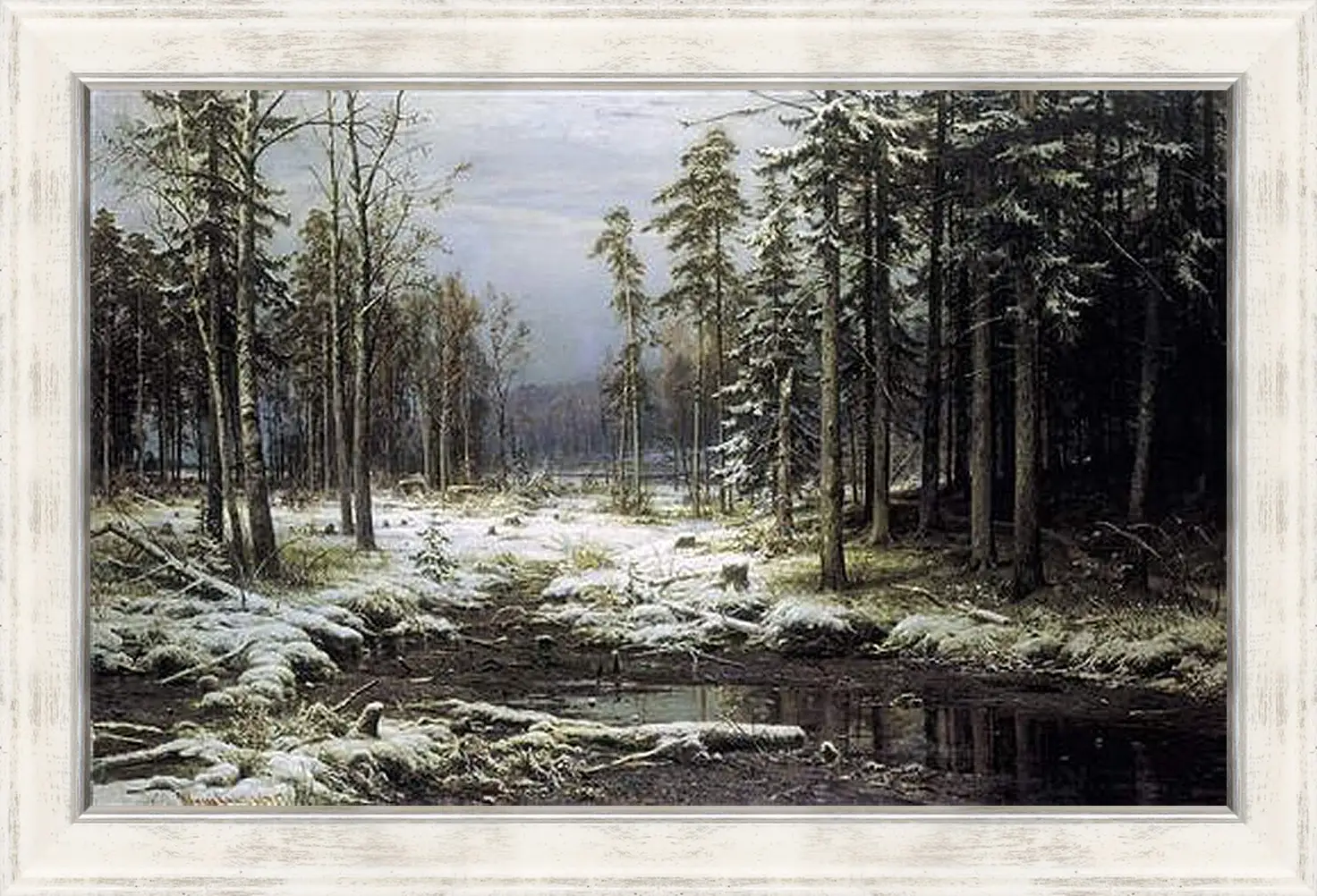 Картина в раме - Первый Снег. Иван Шишкин