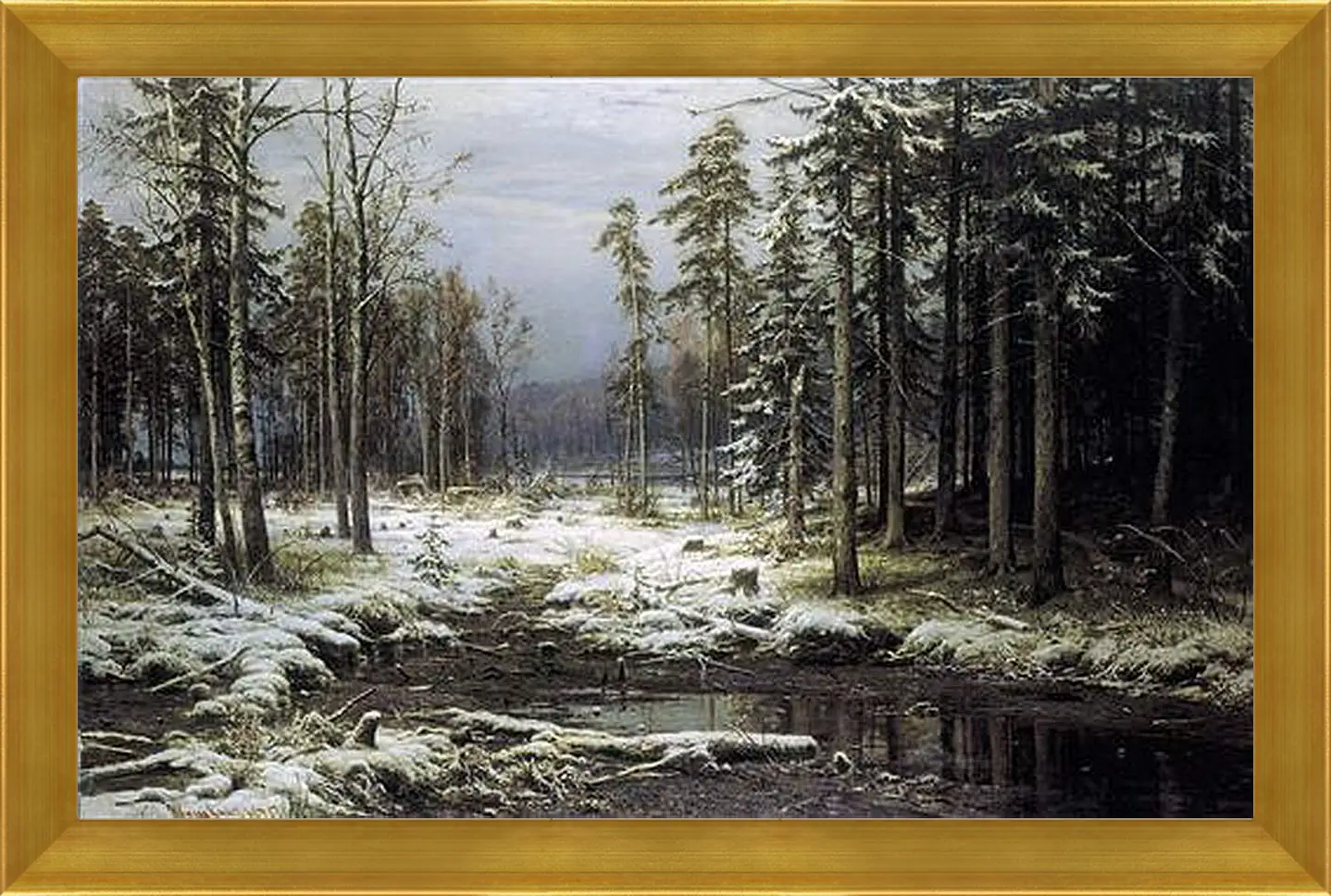 Картина в раме - Первый Снег. Иван Шишкин
