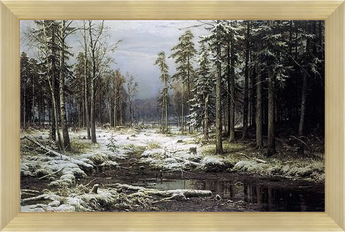 Картина в раме - Первый Снег. Иван Шишкин