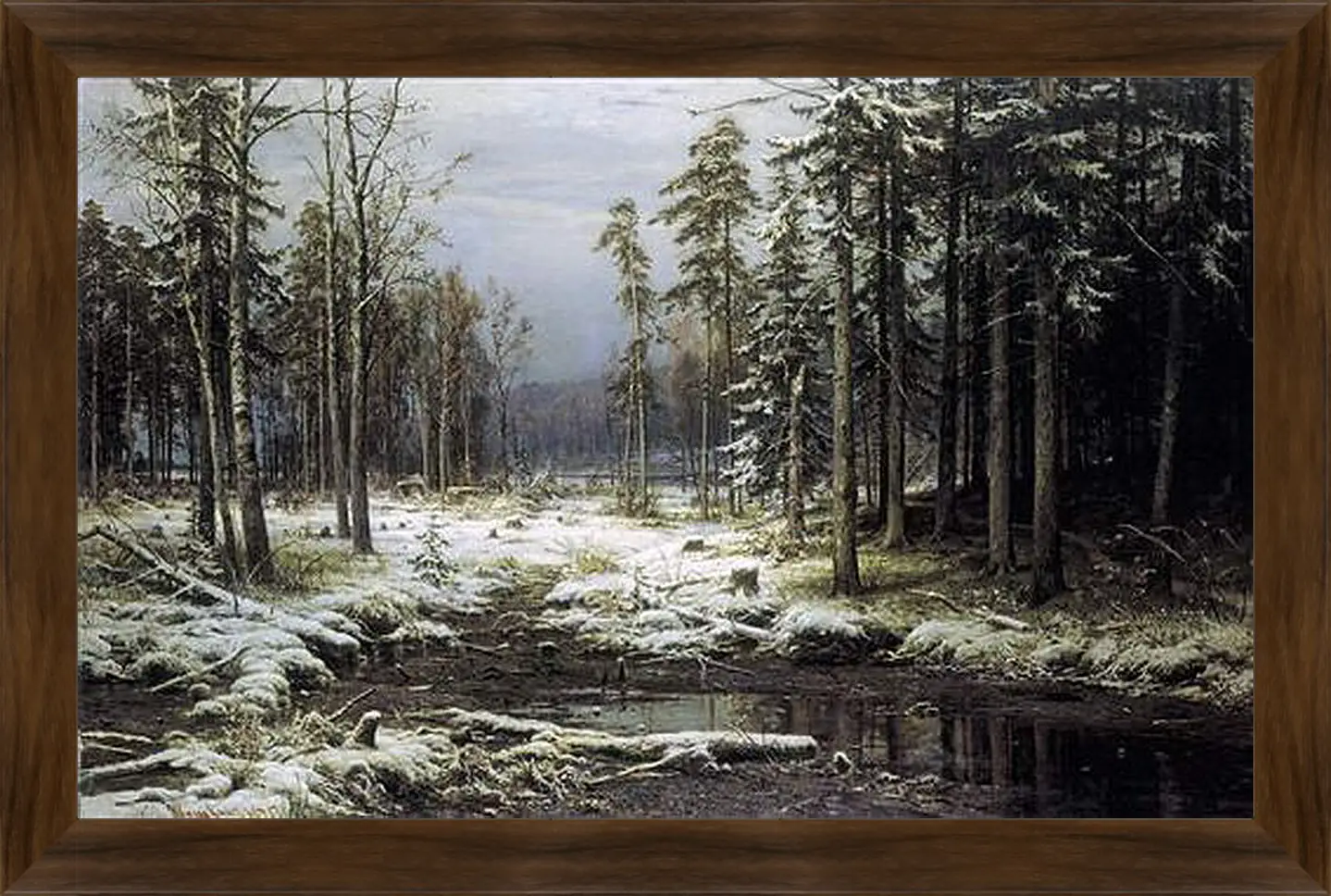 Картина в раме - Первый Снег. Иван Шишкин