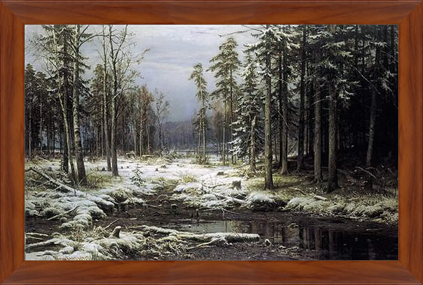 Картина в раме - Первый Снег. Иван Шишкин