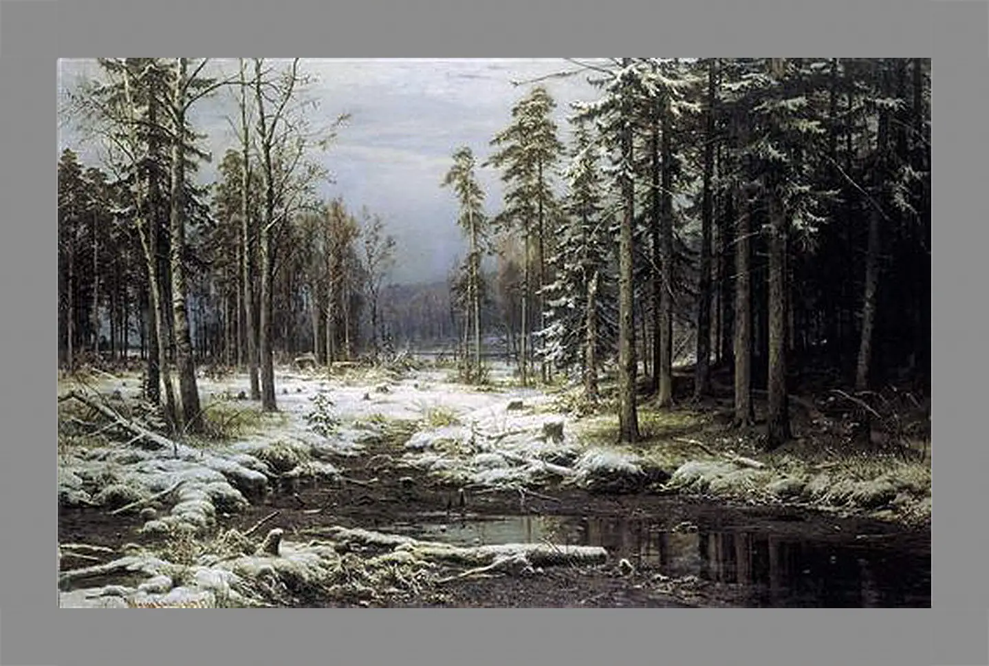 Картина в раме - Первый Снег. Иван Шишкин