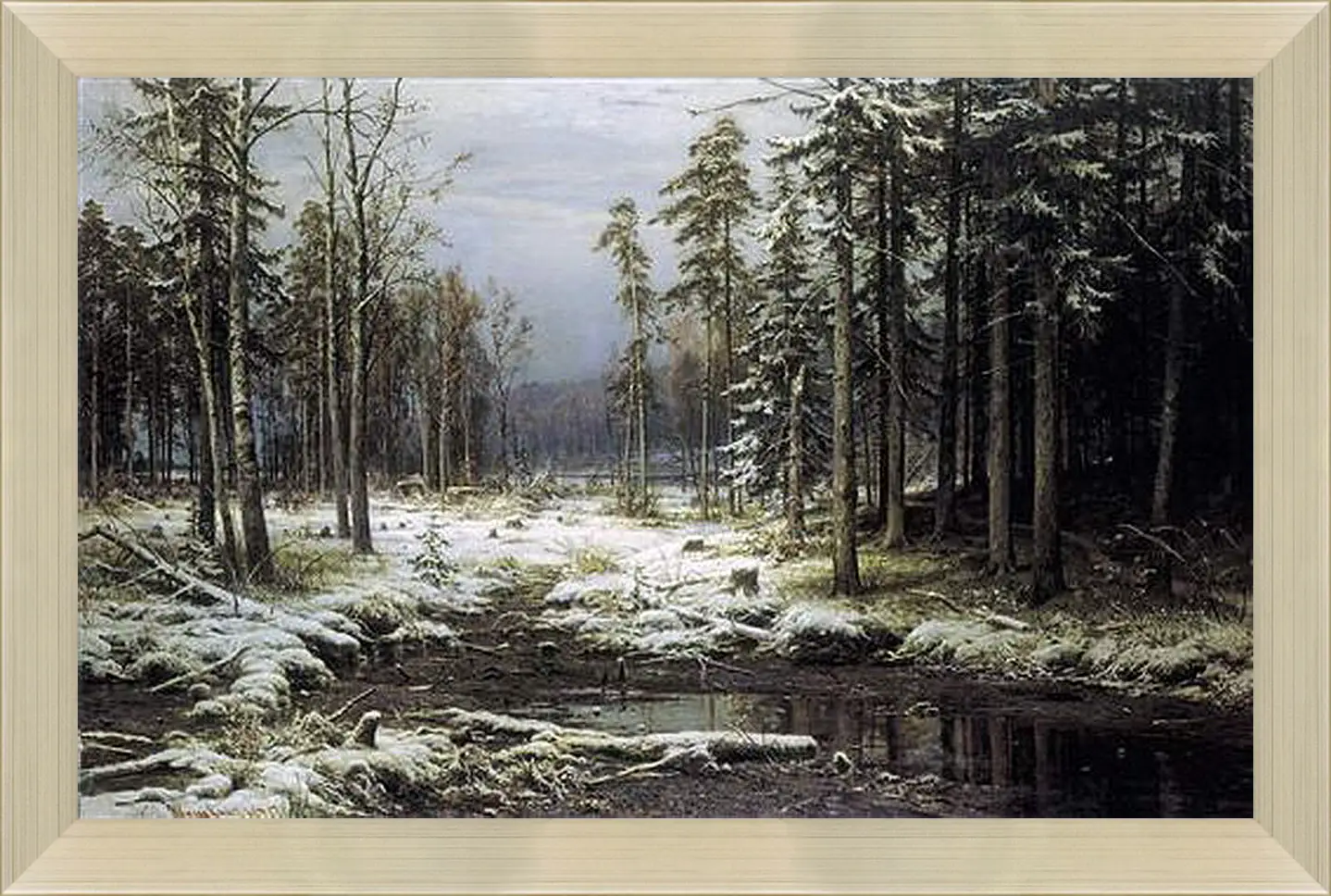 Картина в раме - Первый Снег. Иван Шишкин