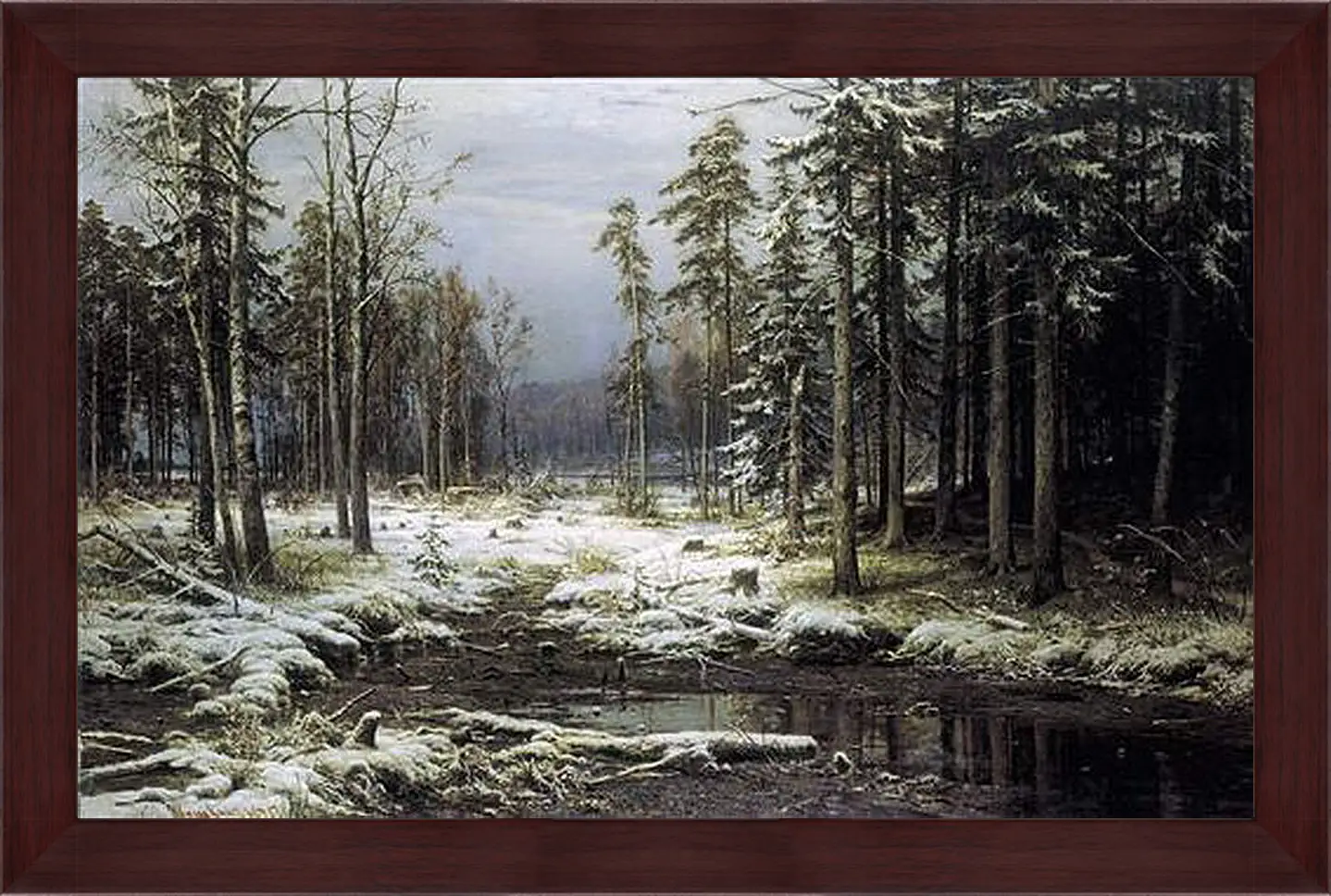 Картина в раме - Первый Снег. Иван Шишкин