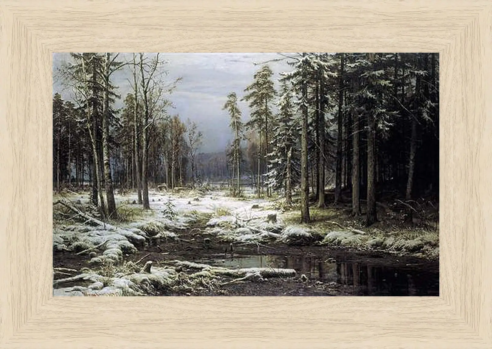 Картина в раме - Первый Снег. Иван Шишкин
