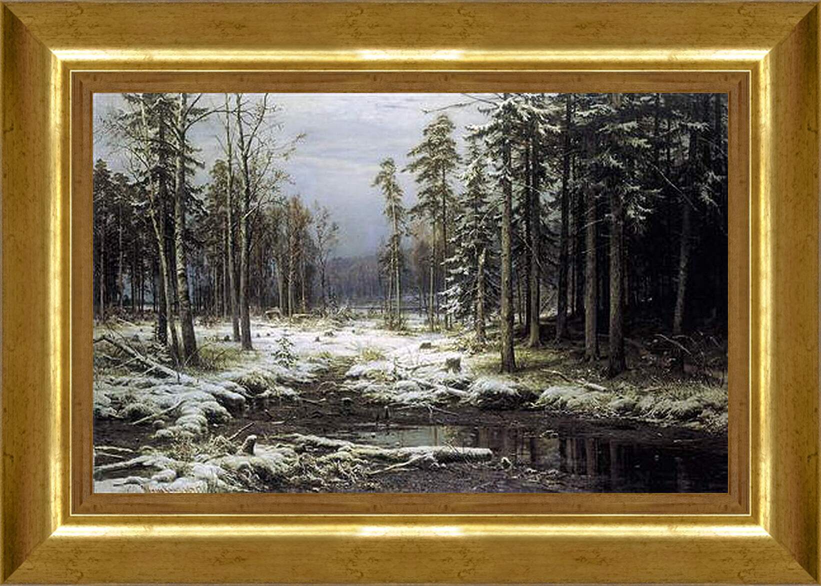 Картина в раме - Первый Снег. Иван Шишкин
