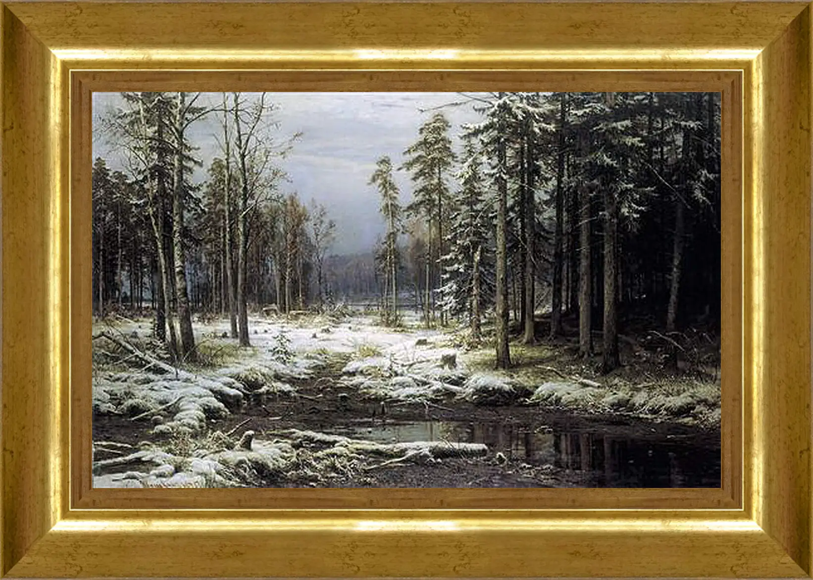 Картина в раме - Первый Снег. Иван Шишкин