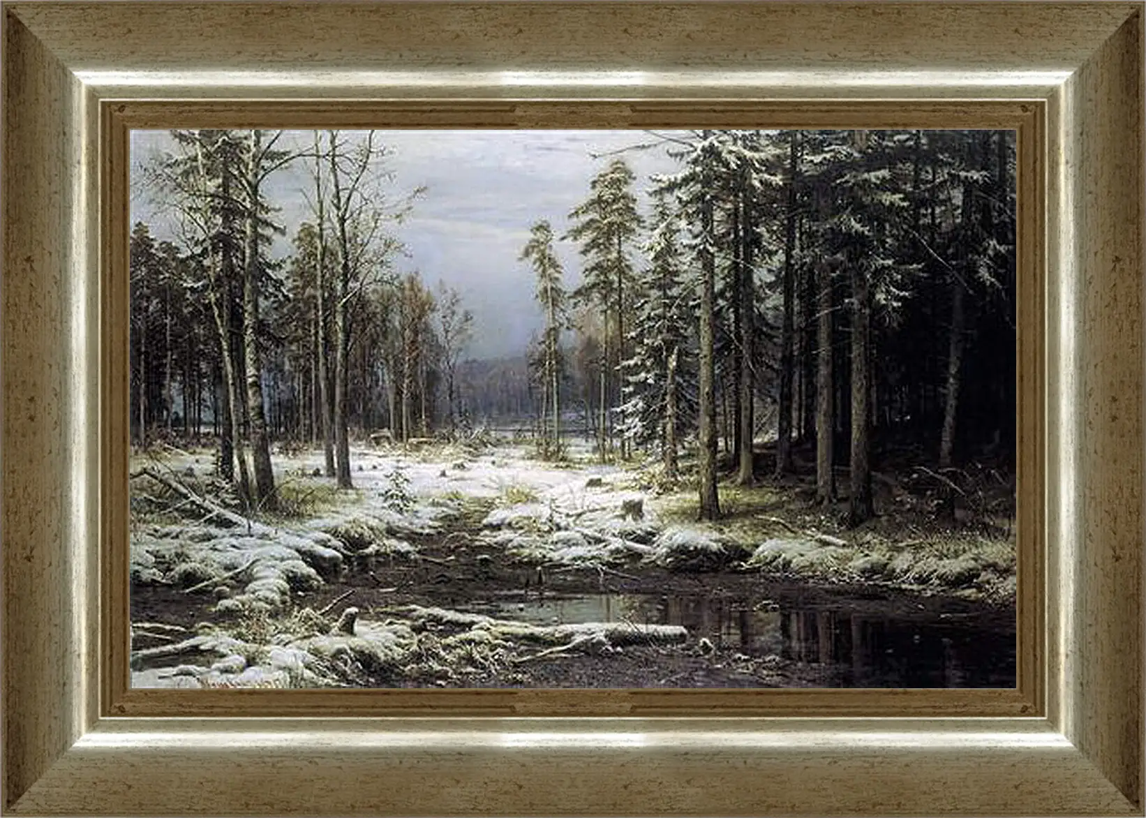 Картина в раме - Первый Снег. Иван Шишкин