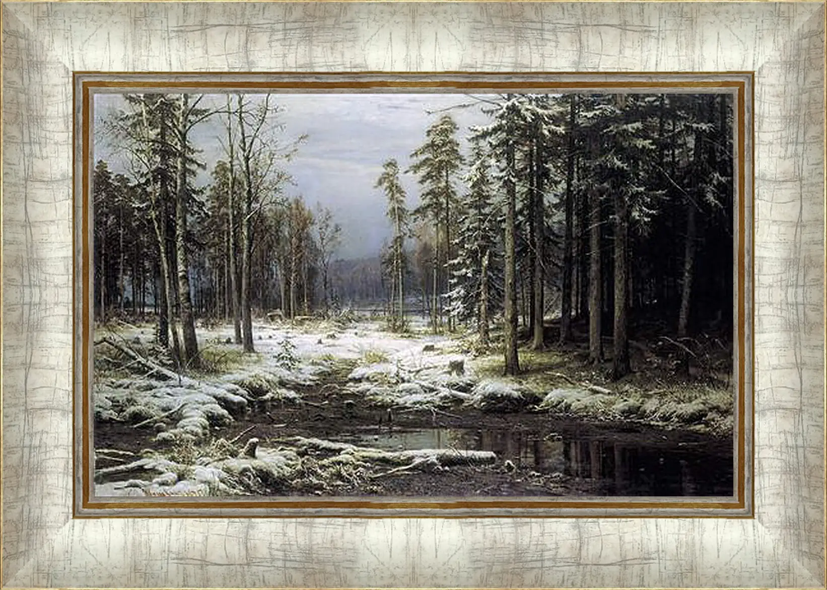 Картина в раме - Первый Снег. Иван Шишкин