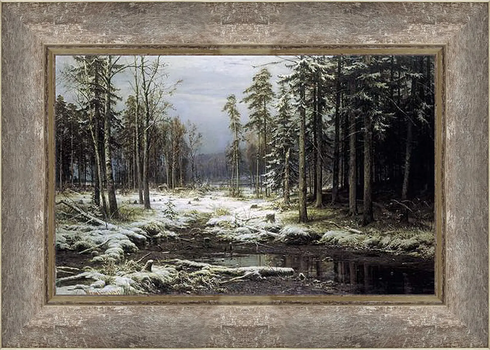 Картина в раме - Первый Снег. Иван Шишкин