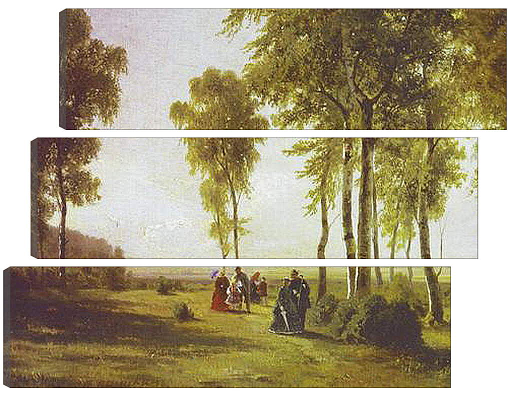 Модульная картина - Пейзаж с гуляющими. Иван Шишкин