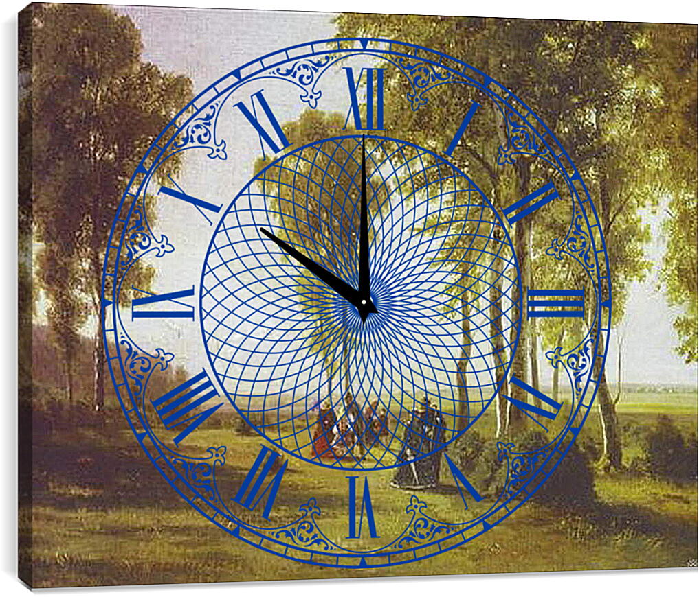 Часы картина - Пейзаж с гуляющими. Иван Шишкин