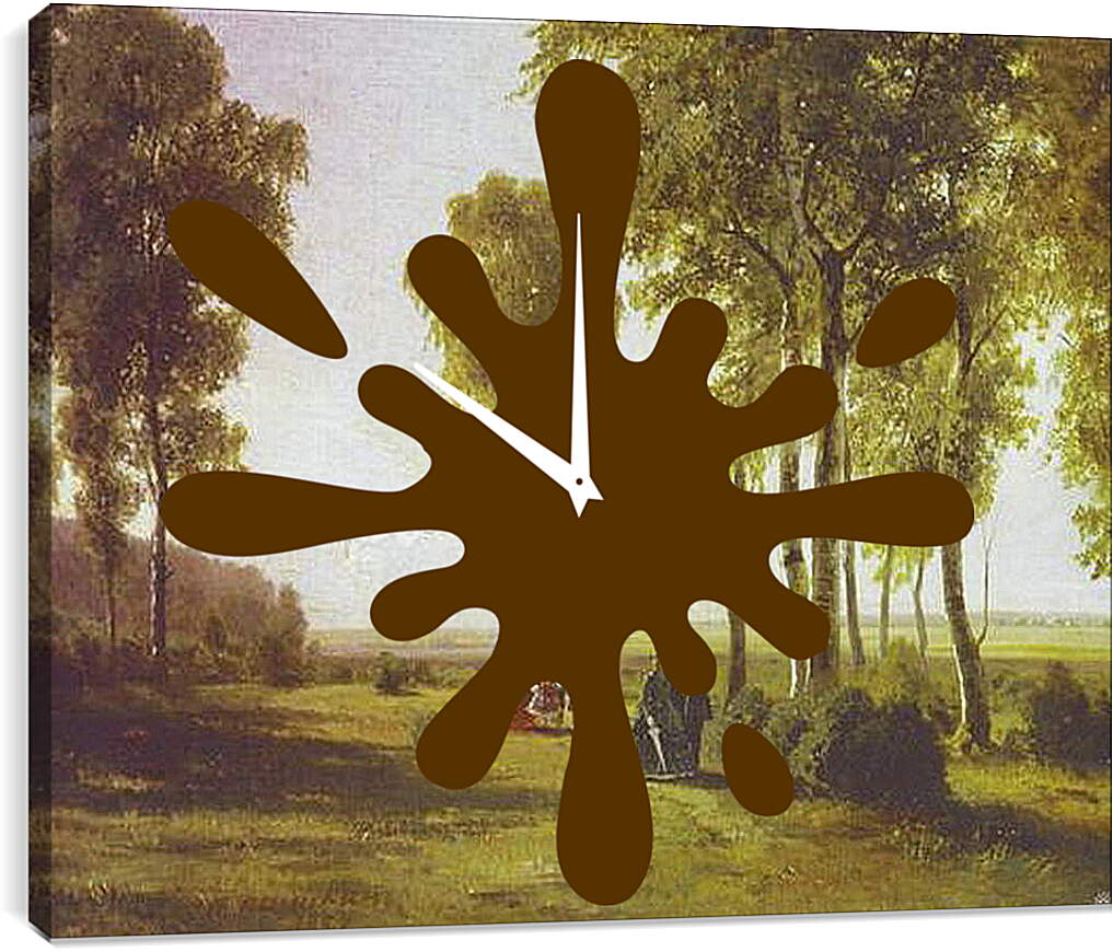 Часы картина - Пейзаж с гуляющими. Иван Шишкин
