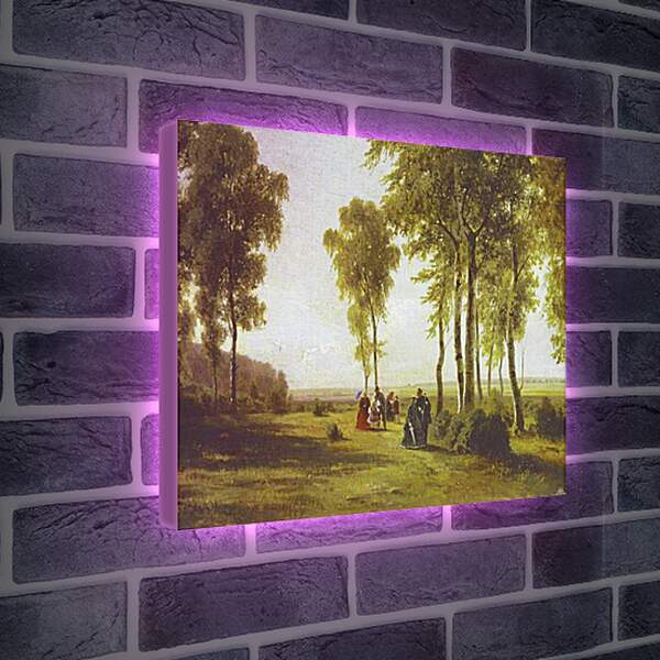Лайтбокс световая панель - Пейзаж с гуляющими. Иван Шишкин