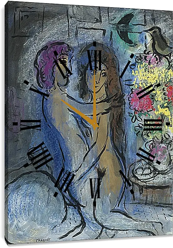 Часы картина - Le Couple Bleu Часы картина - Le Couple Bleu