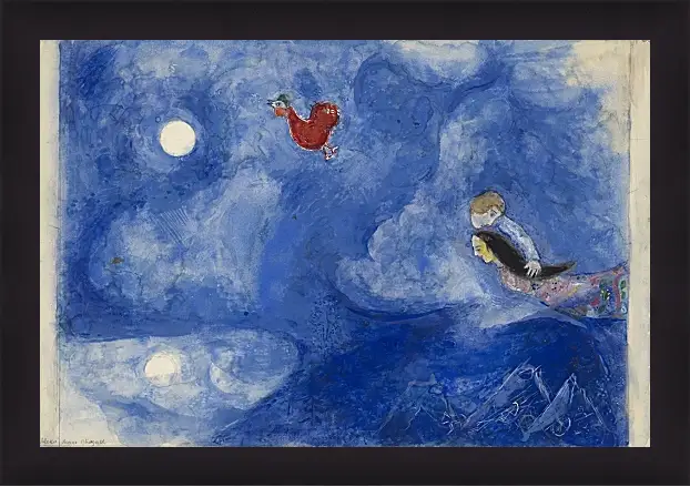 Картина в раме - Aleko and Zemphira by Moonlight, decor for Aleko. Марк Шагал Картина в раме - Aleko and Zemphira by Moonlight, decor for Aleko. Марк Шагал
