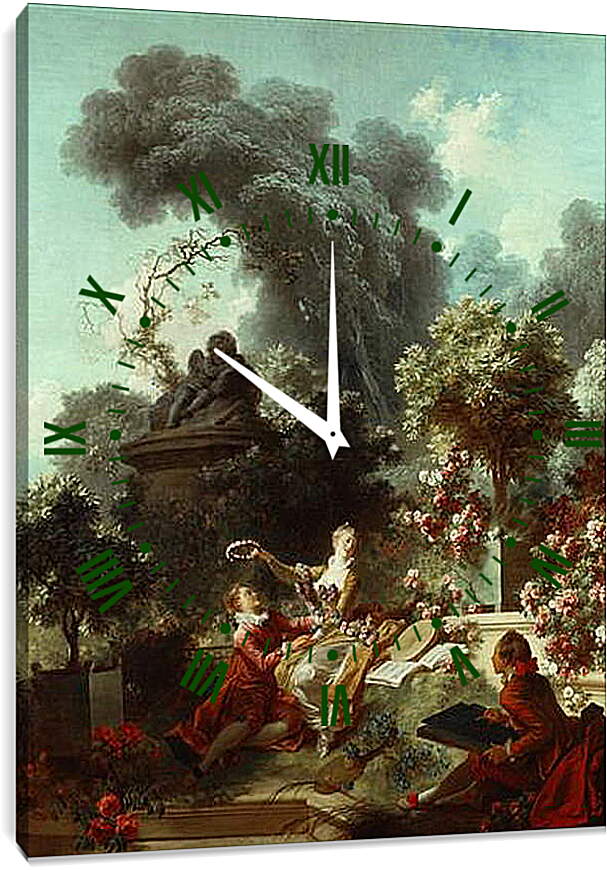 Часы картина - Венец возлюбленному. Жан Оноре Фрагонар
