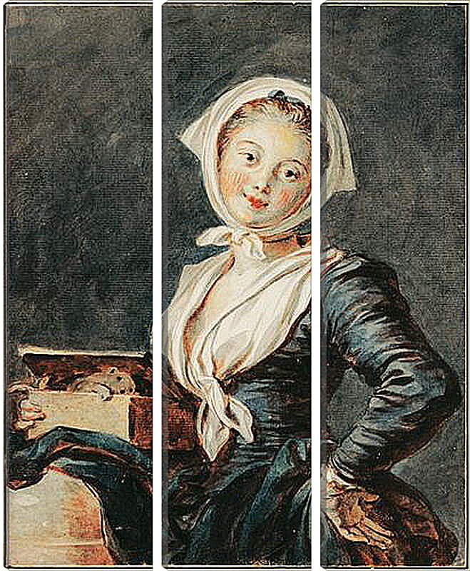 Модульная картина - Девушка с сурком. Жан Оноре Фрагонар
