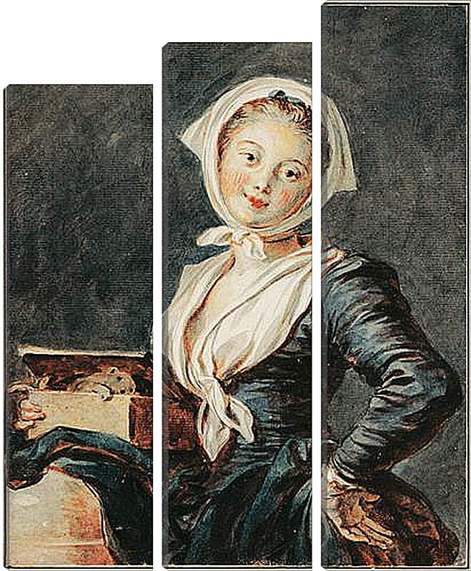 Модульная картина - Девушка с сурком. Жан Оноре Фрагонар
