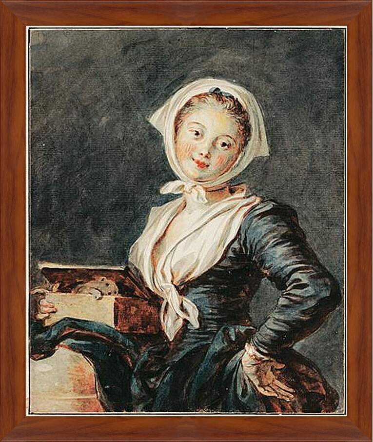 Картина в раме - Девушка с сурком. Жан Оноре Фрагонар
