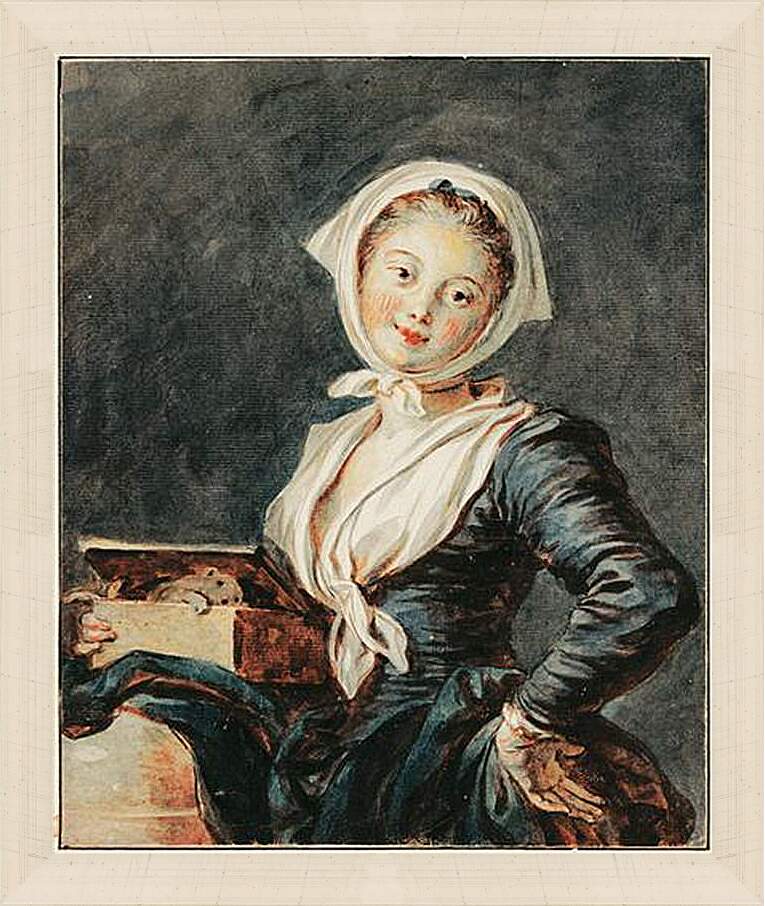 Картина в раме - Девушка с сурком. Жан Оноре Фрагонар
