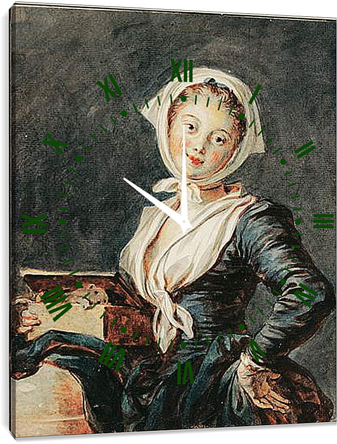 Часы картина - Девушка с сурком. Жан Оноре Фрагонар

