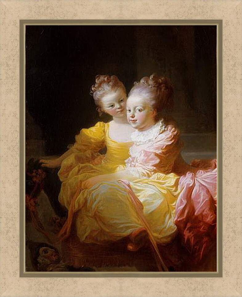 Картина в раме - the two sisters. Жан Оноре Фрагонар
