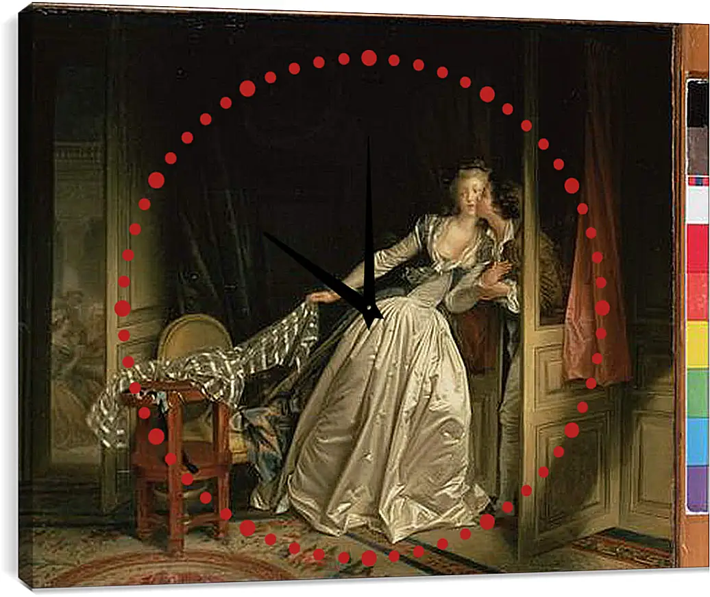 Часы картина - The Stolen Kiss. Жан Оноре Фрагонар