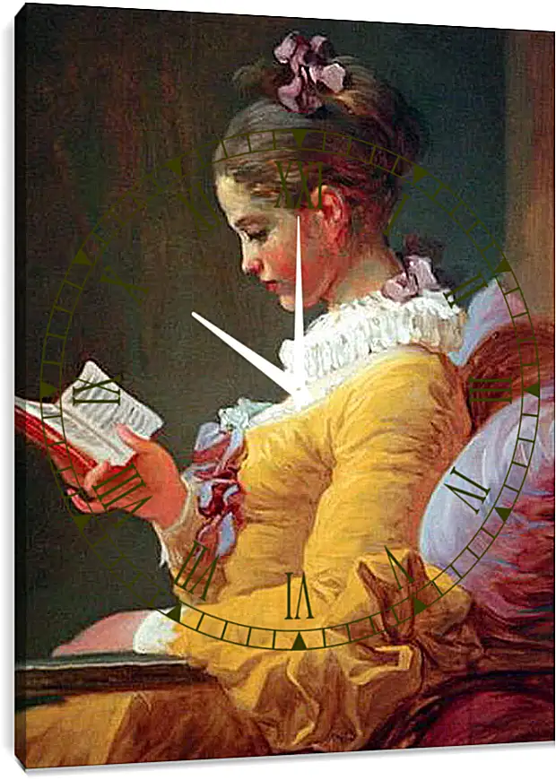 Часы картина - A Young Girl Reading. Жан Оноре Фрагонар
