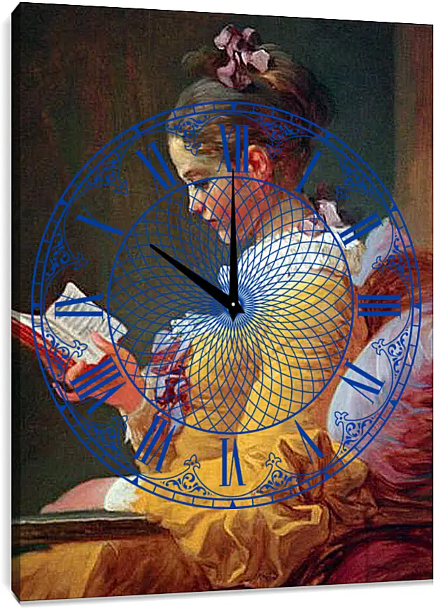 Часы картина - A Young Girl Reading. Жан Оноре Фрагонар