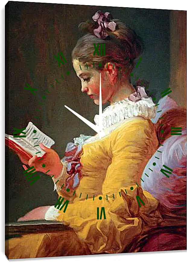 Часы картина - A Young Girl Reading. Жан Оноре Фрагонар