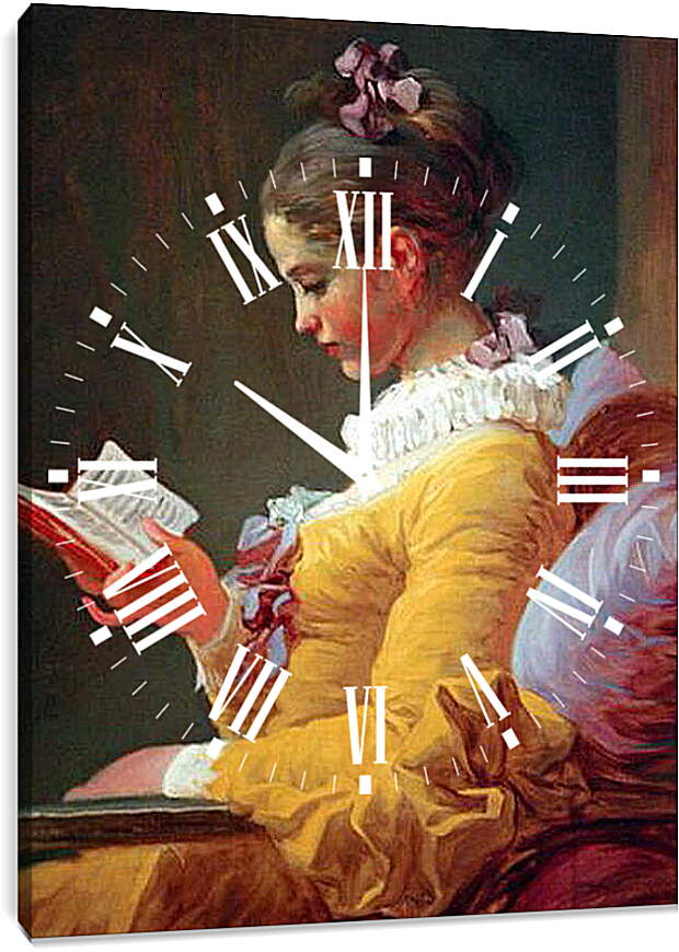 Часы картина - A Young Girl Reading. Жан Оноре Фрагонар
