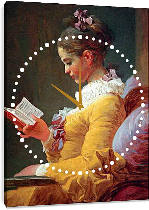 Часы картина - A Young Girl Reading. Жан Оноре Фрагонар
