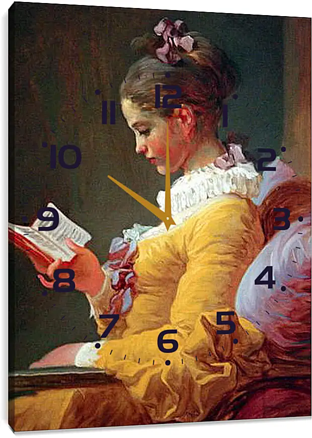 Часы картина - A Young Girl Reading. Жан Оноре Фрагонар
