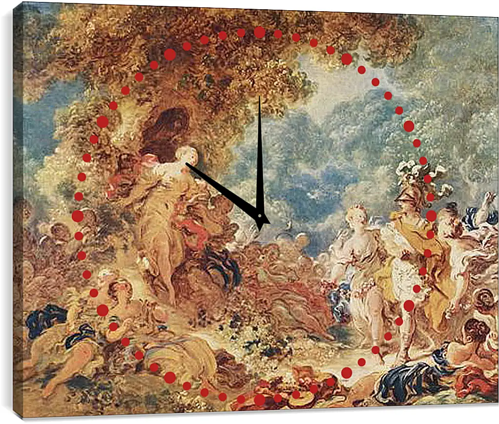 Часы картина - Rinaldo in the gardens of Armida. Жан Оноре Фрагонар