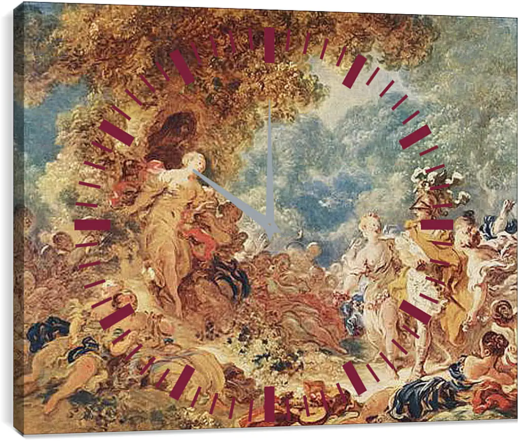 Часы картина - Rinaldo in the gardens of Armida. Жан Оноре Фрагонар